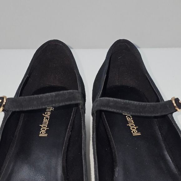 NEW Jeffrey Campbell Top Tier Mary Jane Heel Womens 10 Black Suede Classic Pump - Picture 6 of 13